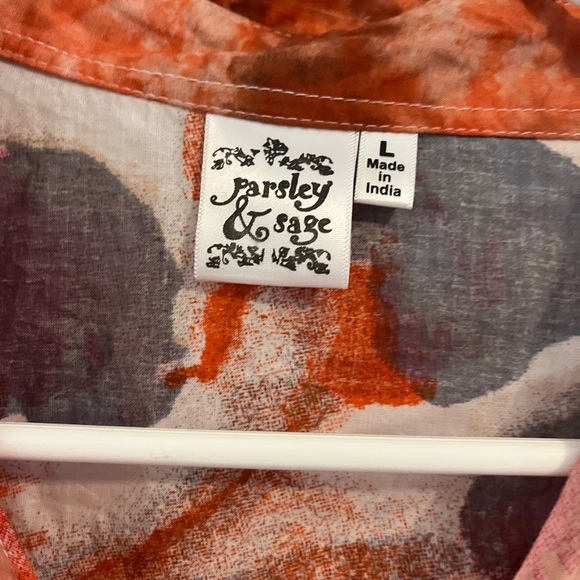 Parsley & Sage Top Womens Large Artsy Colorful boho  Art To Wear - Picture 2 of 4